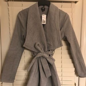 Grey coat with sash and pockets NEW Sz M